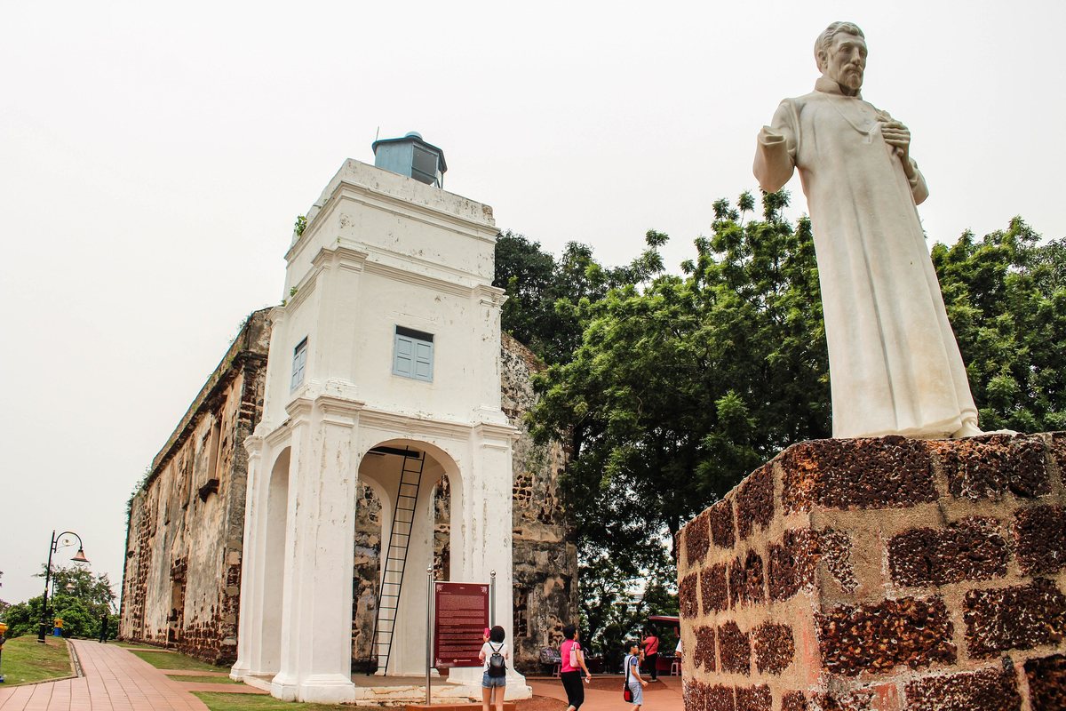 Statue of Francis Xavier outside the ruins of St. Paul’s Church