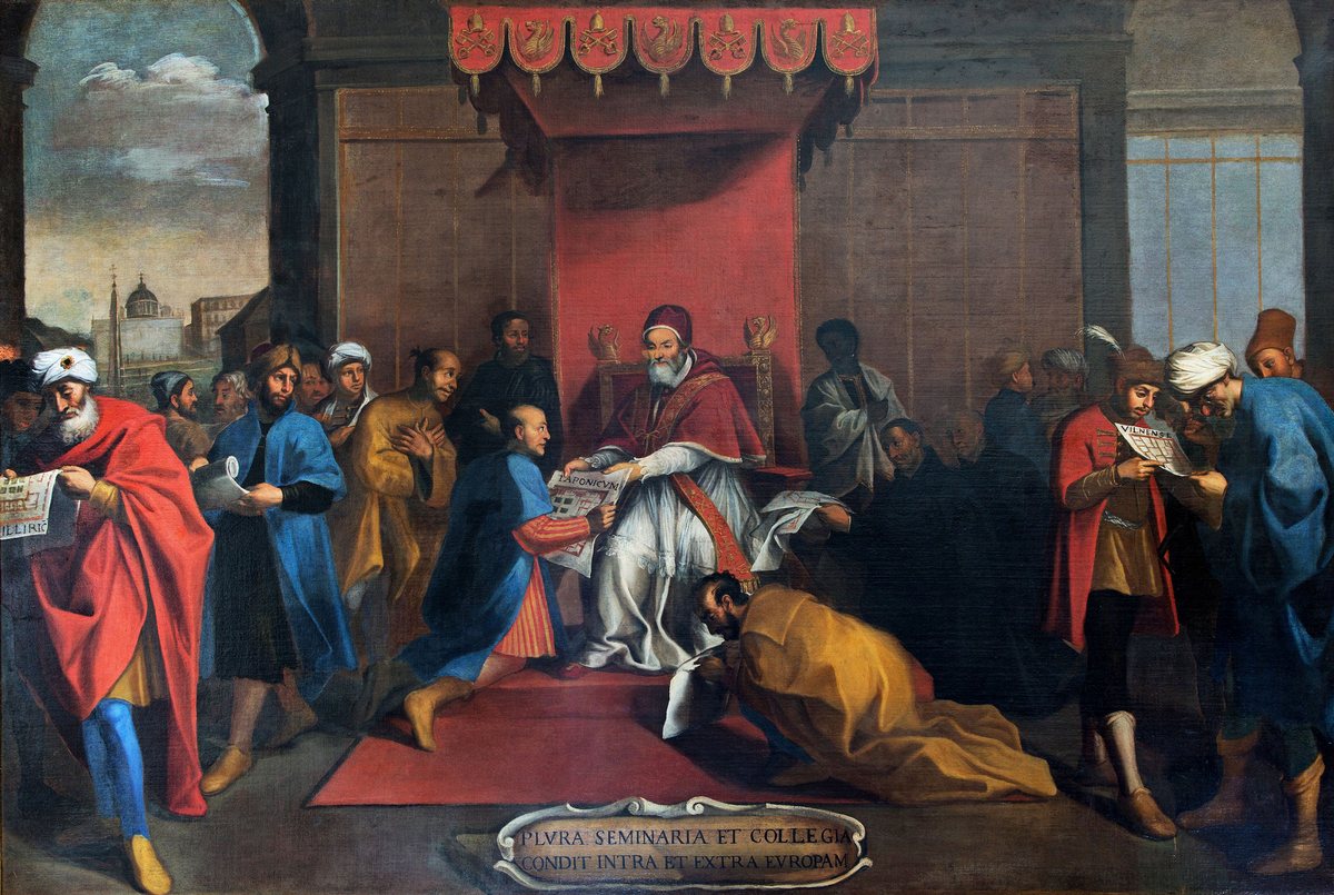 Historical illustration of the Japanese embassy meeting Pope Gregory XIII in 1585