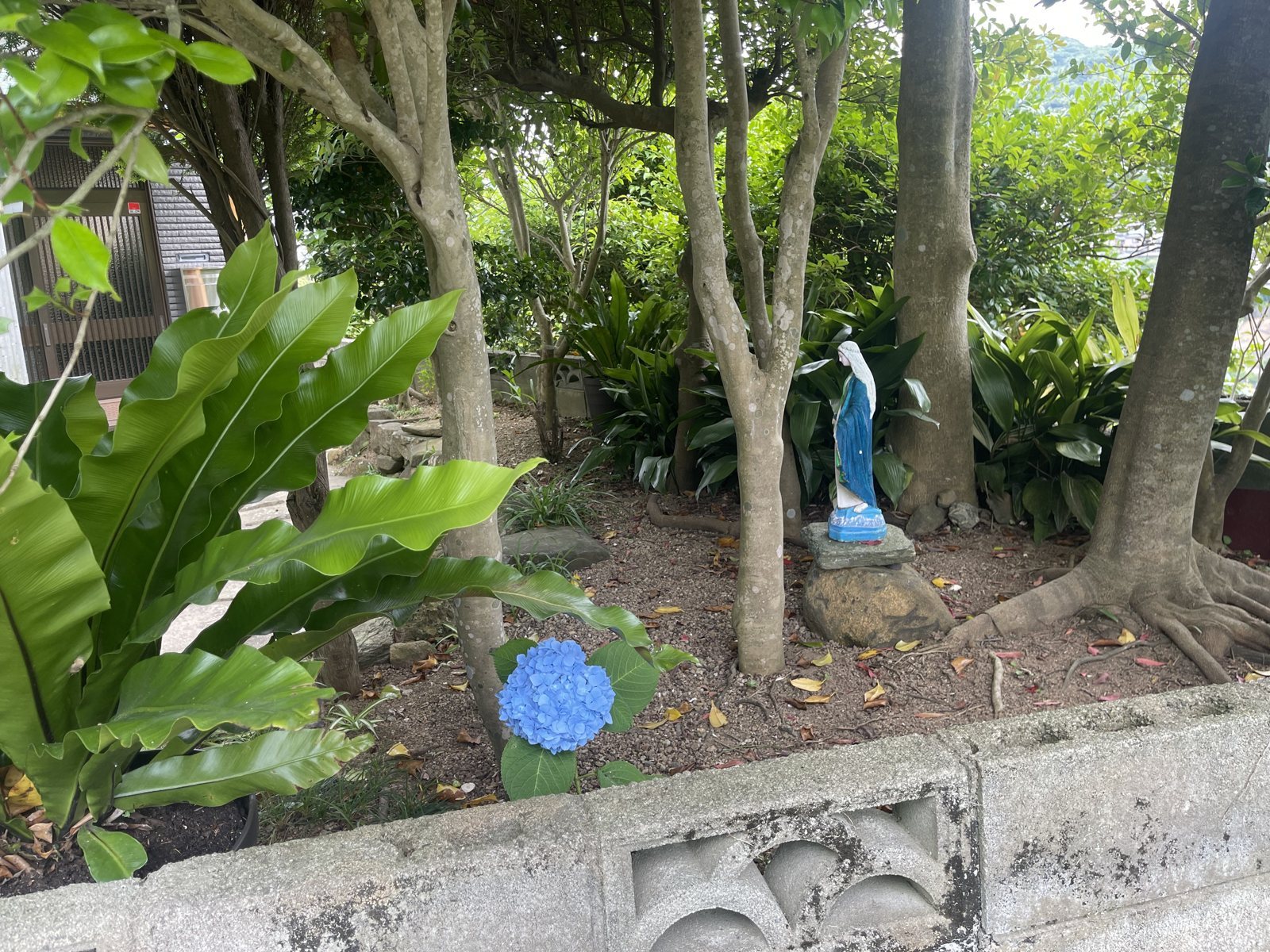 A statue of Our Lady near the hill