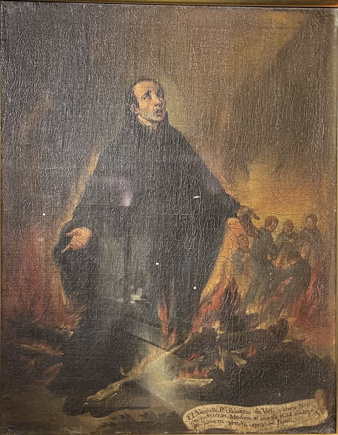 Painting of Fr. Sebastião Vieira in the flames, Spain, 17th century